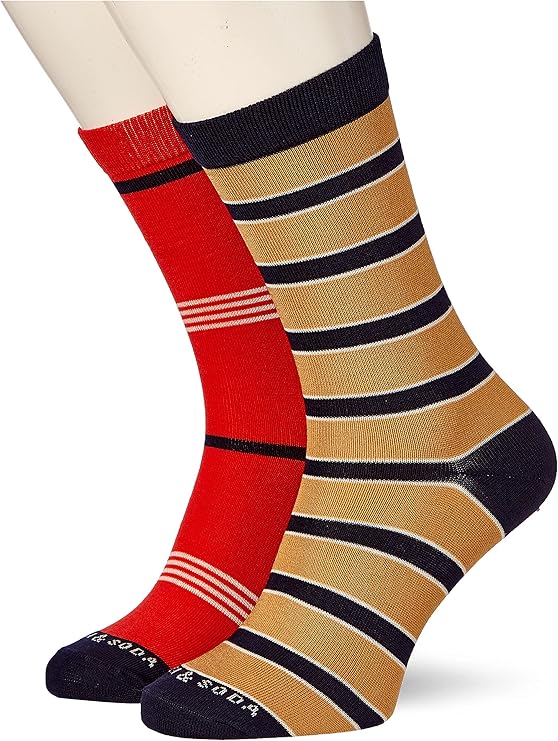 scotch &amp; soda 男式经典条纹棉混纺袜